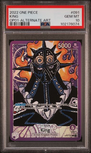PSA 10 - 2022 ONE PIECE OP01-ROMANCE DAWN #091 KING ALTERNATE ART