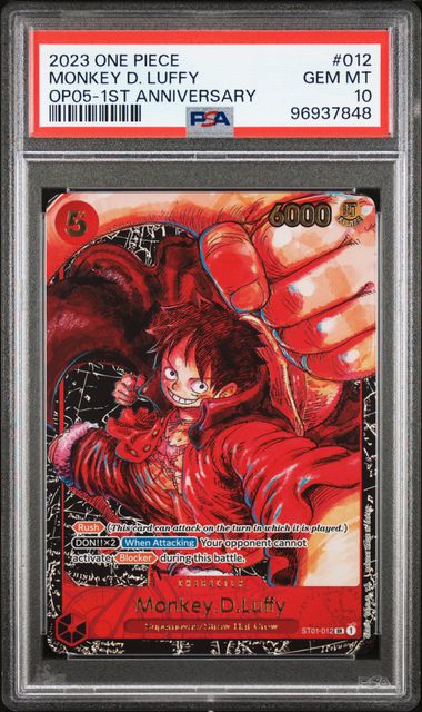 PSA 10 - OP05-AWAKENING OF THE NEW ERA #012 MONKEY D. LUFFY 1ST ANNIVERSARY
