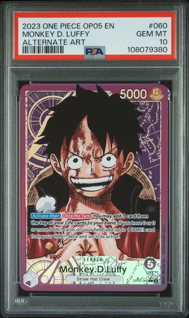 PSA 10 Monkey D Luffy leader Alternate Art - ONE PIECE OP05-AWAKENING OF THE NEW ERA