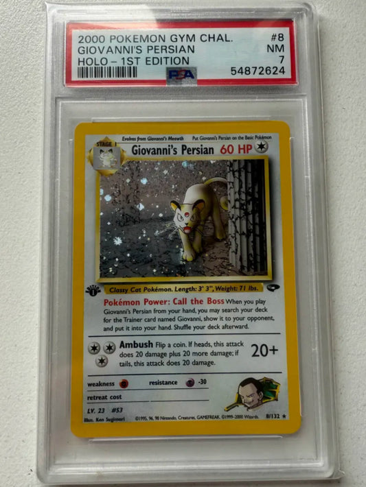 PSA 7 - 2000 POKEMON GYM CHALLENGE #8 GIOVANNI'S PERSIAN HOLO-1ST EDITION