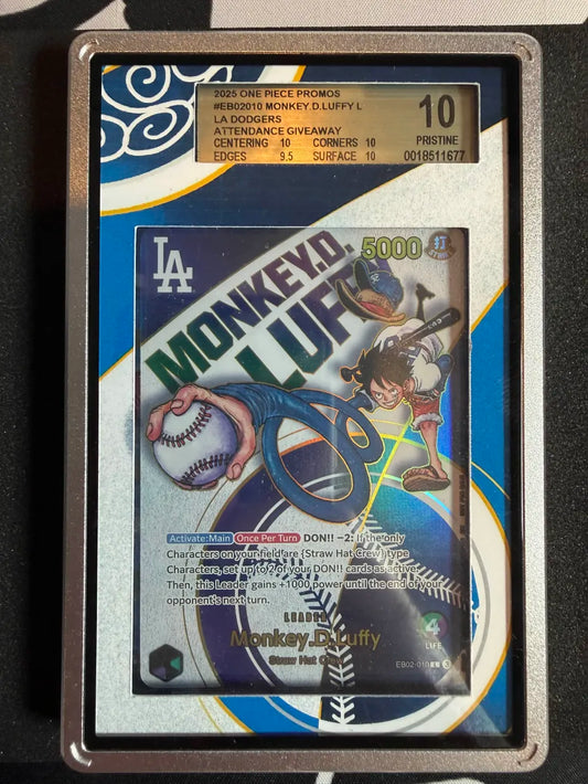 BGS 10 - Monkey D Luffy EB02-010 - LA Dodgers - One Piece Card Game