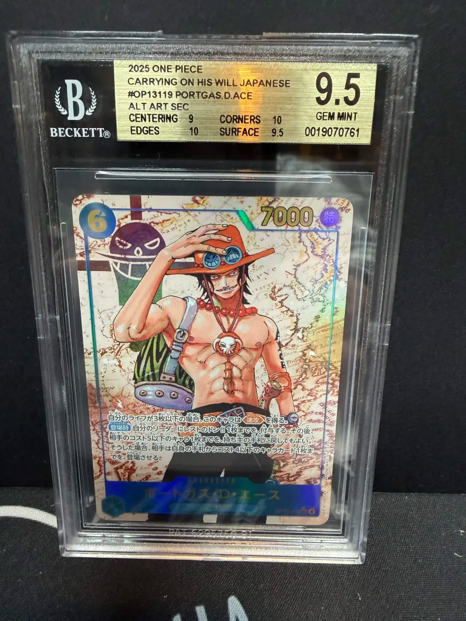 BGS 9.5 - PORTGAS D ACE - ALTERNATE ART SEC OP13 CARRYING ON HIS WILL JAPANESE