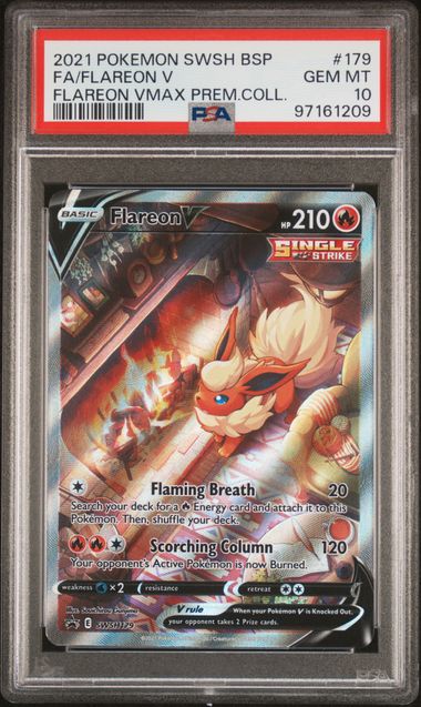 PSA 10 - FLAREON V - FLAREON VMAX PREM.COLL. POKEMON SWSH BLACK STAR PROMO #179
