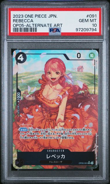 PSA 10 - 2023 ONE PIECE JAPANESE OP05-AWAKENING OF THE NEW ERA #091 REBECCA ALTERNATE ART