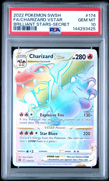 PSA 10 - CHARIZARD VSTAR BRILLIANT STARS-SECRET #174