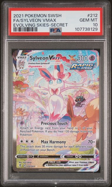 PSA 10 - 2021 POKEMON SWORD & SHIELD EVOLVING SKIES #212 FA/SYLVEON VMAX EVOLVING SKIES-SECRET