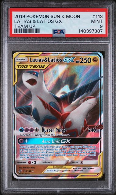 PSA 9 - LATIAS & LATIOS GX TEAM UP - #113
