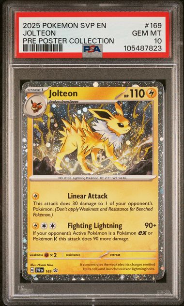 PSA 10 2025 POKEMON SVP EN-SV BLACK STAR PROMO #169 JOLTEON PRE POSTER COLLECTION